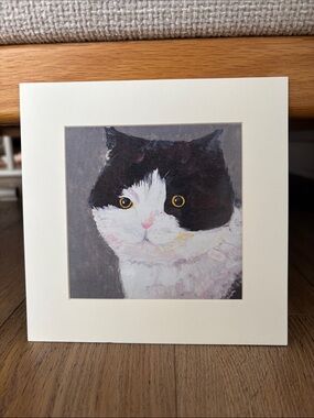Original Cat Portrait Wall Art Print - White Mat